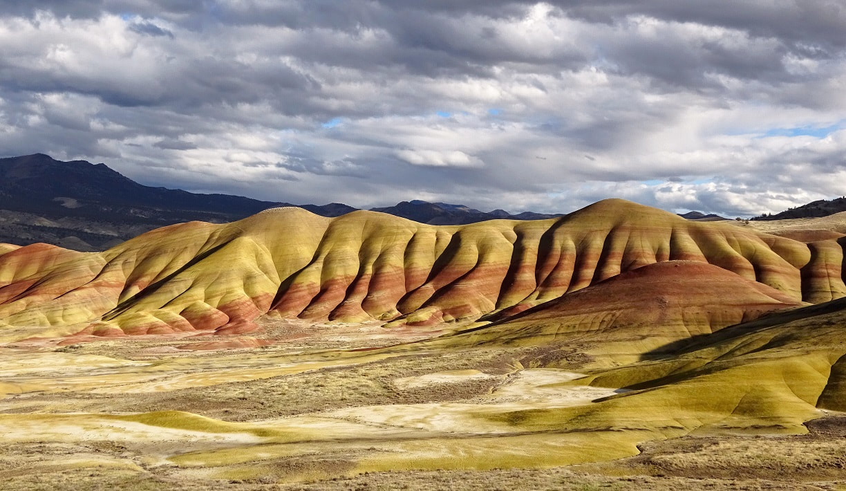 Stormy Sky over the Painted Hills in the Fall, John Day Fossil Beds, Mitchell, Oregon