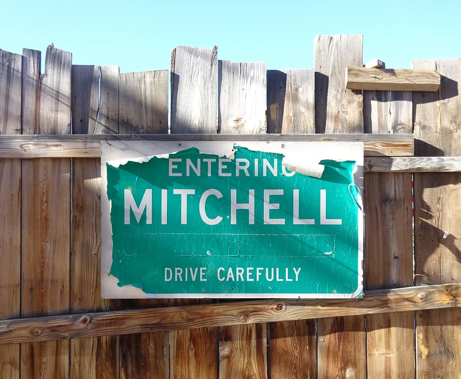 Entering Mitchell, Oregon on Main Street
