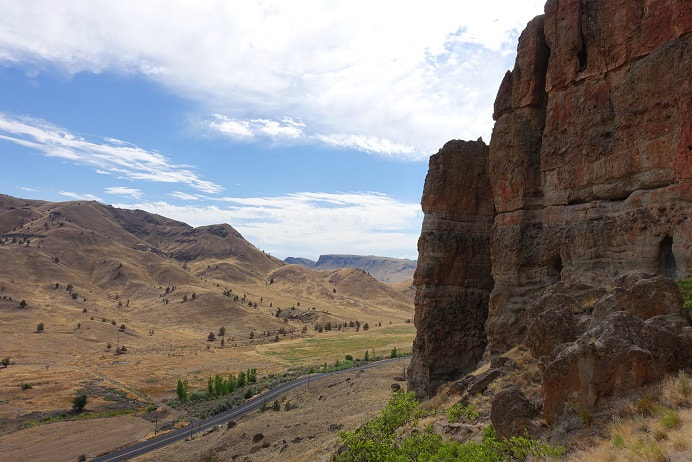 Looking down from the top of the Clarno unit of the John Day Fossil Beds