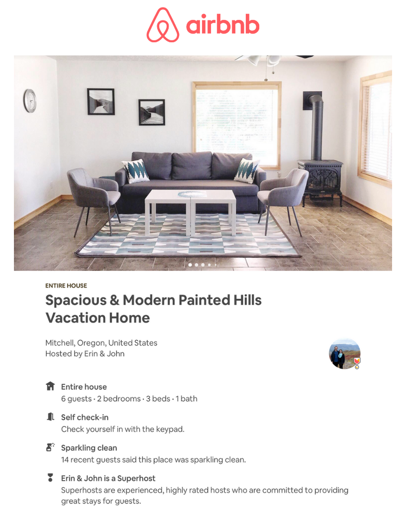 Spacious & Modern Painted Hills Airbnb located in Mitchell, Oregon