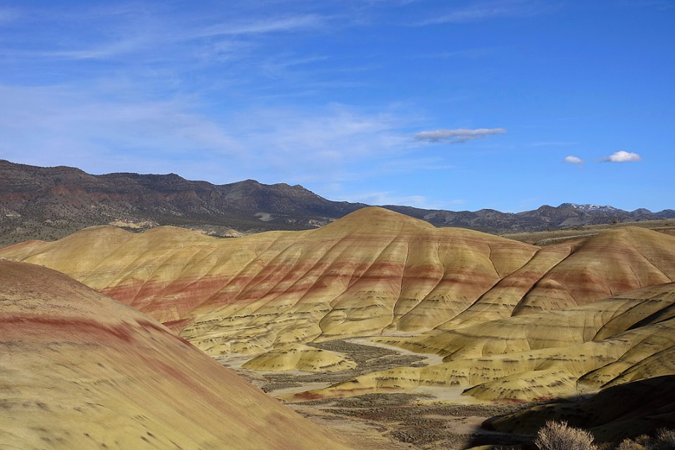 Painted Hills in the John Day Fossil Beds on a beautiful summer day, Mitchell, Oregon