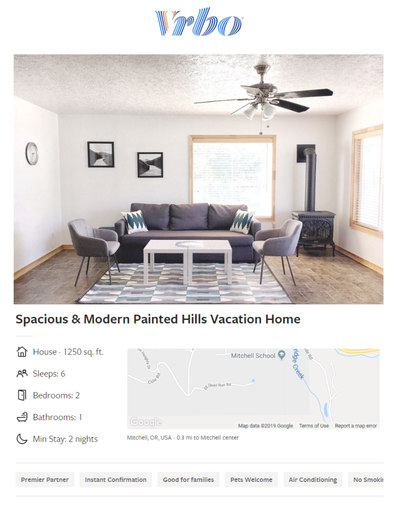 Spacious & Modern Painted Hills VRBO located in Mitchell, Oregon
